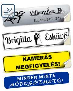 Céges vagy Névmatrica 8 x 2 cm ÖNTAPADÓS (0,1 vagy 0,2 mm vastag) egyedileg lézergravírozva