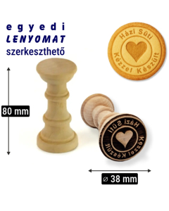 S&uuml;tib&eacute;lyegző nat&uacute;r fa, 8 cm magas, max. &oslash; 38 mm-es k&ouml;ralak&uacute; egyedi lenyomattal