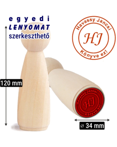 Fabábu bélyegző natúr, max. ø 34 mm egyedi lenyomattal