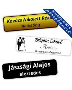 Névtábla kitűző 7 x 2 cm (1,6 mm vastag) egyedileg lézergravírozva - rögzítő nélkül