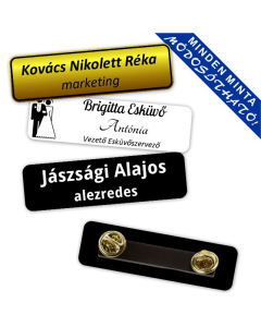 Névtábla kitűző 7 x 2 cm (1,6 mm vastag) egyedileg lézergravírozva - pillangózáras