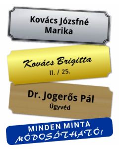 Cégtábla vagy Névtábla 12 x 4 cm (befelé kerekített sarok, 1,6 mm vastag) egyedileg lézergravírozva