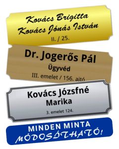 Cégtábla vagy Névtábla 15 x 5 cm (befelé kerekített sarok, 1,6 mm vastag) egyedileg lézergravírozva