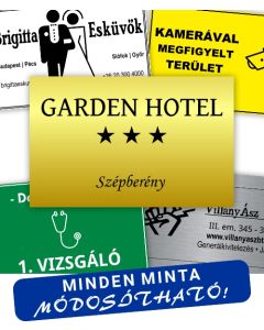 Cégtábla vagy Névtábla 25 x 16 cm (1,6 mm vastag) egyedileg lézergravírozva