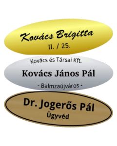 Cégtábla vagy Névtábla 12 x 4 cm ovális (1,6 mm vastag)