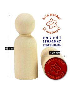 Fabábu bélyegző, natúr, max. ø 22 mm egyedi lenyomattal