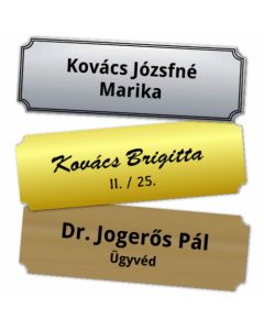 Cégtábla vagy Névtábla 12 x 4 cm (befelé kerekített sarok, 1,6 mm vastag) egyedileg lézergravírozva