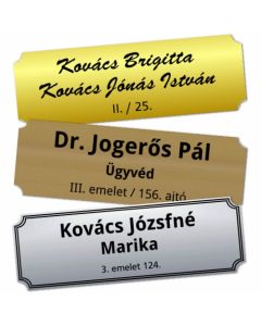 Cégtábla vagy Névtábla 15 x 5 cm (befelé kerekített sarok, 1,6 mm vastag) egyedileg lézergravírozva