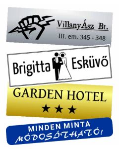 Cégtábla vagy Névtábla 12 x 4 cm (1,6 mm vastag) egyedileg lézergravírozva
