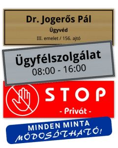 C&eacute;gt&aacute;bla vagy N&eacute;vt&aacute;bla 15 x 5 cm (1,6 mm vastag) egyedileg l&eacute;zergrav&iacute;rozva