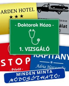 Cégtábla vagy Névtábla 18 x 13 cm (1,6 mm vastag) egyedileg lézergravírozva