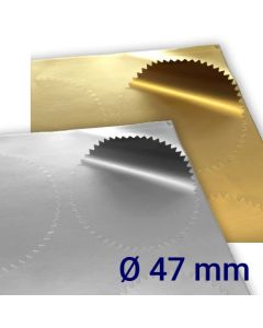 Öntapadó címkefólia dombornyomóhoz A4 ív / 24 db Ø 47 mm (41 mm-hez)