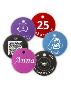 Biléta (kör) eloxált alumínium (kicsi) Ø 25 mm x 1 mm - 1 oldalas lézergravírozással