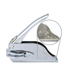 Dombornyomó Ø 41 mm kör (króm virágmintás), müa. dobozban, kézi, egyedi lenyomattal