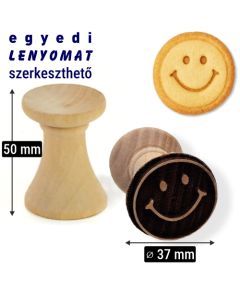 Sütibélyegző natúr fa, 5 cm magas, max. ø 37 mm egyedi lenyomattal