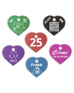 Biléta (szív) eloxált alumínium (kicsi) 22 x 20 mm x 1 mm - 1 oldalas lézergravírozással